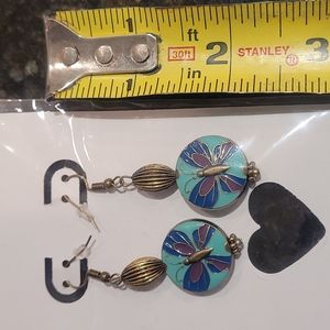 ** 3/$5 **  Earrings, pierced dangle blue/purple butterfly